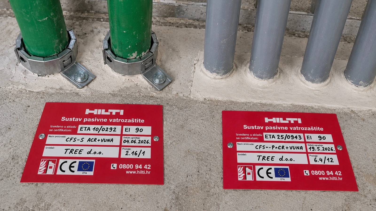 Protupožarno brtvljenje instalacijskih prodora Hilti sustavima