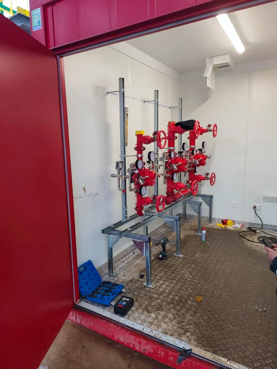 Industrial fire-protection pipework and valves on site